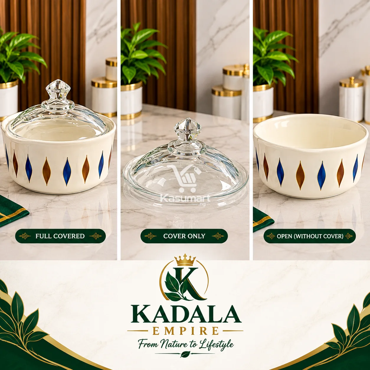 Ceramic bowl with glass lif
