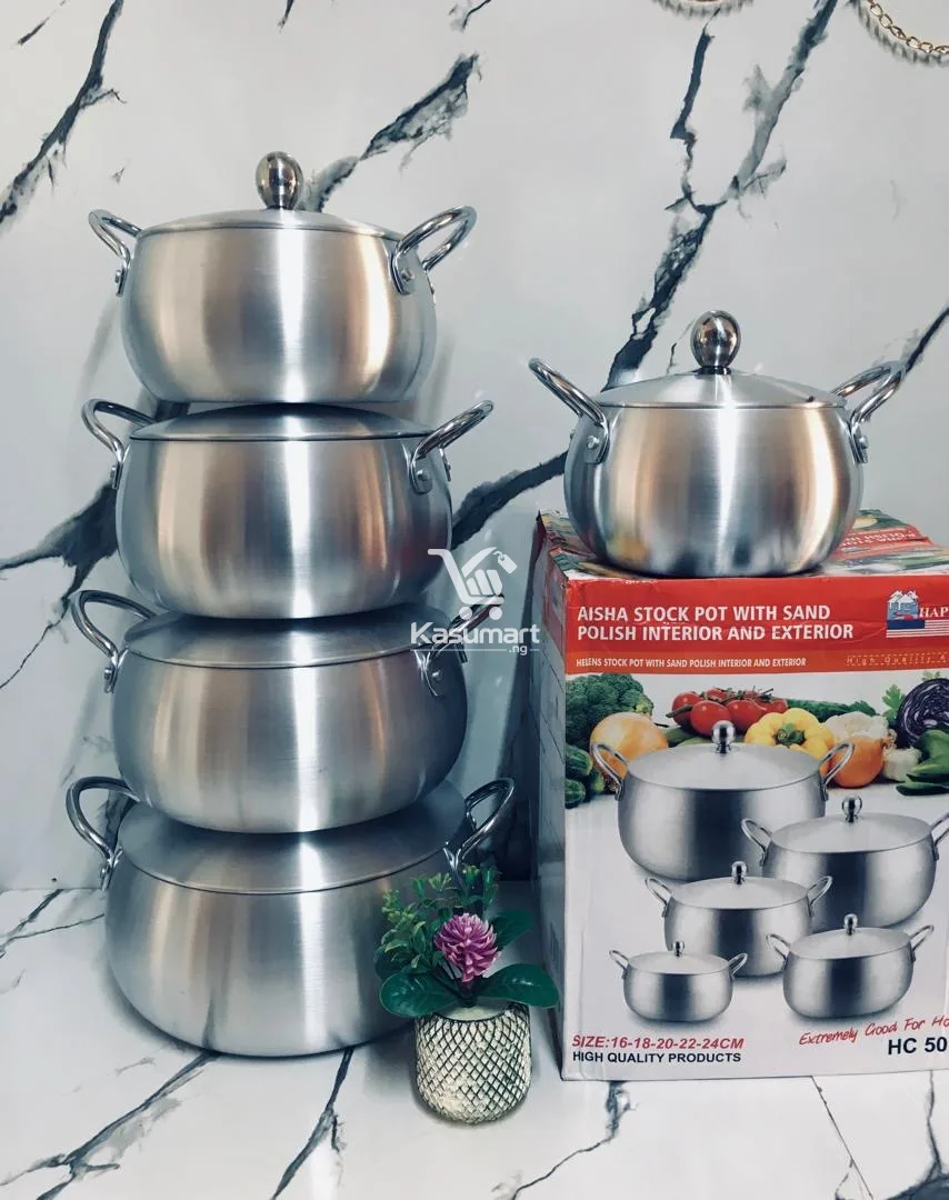 High quality Àisha stock pots with sand polish interior and exterior 5set brand new 