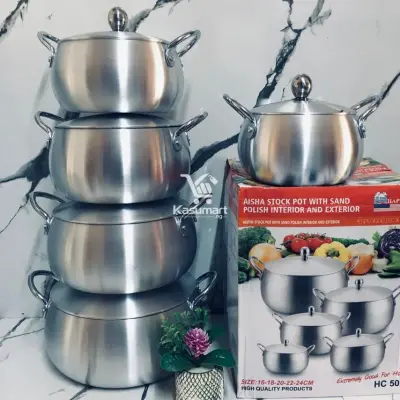 High quality Àisha stock pots with sand polish interior and exterior 5set brand new 